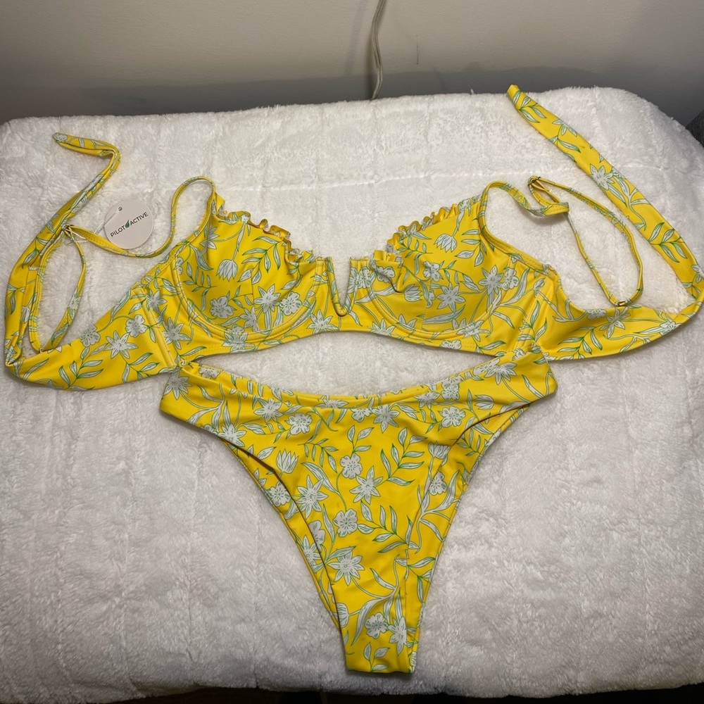 Yellow Floral Swim Suit